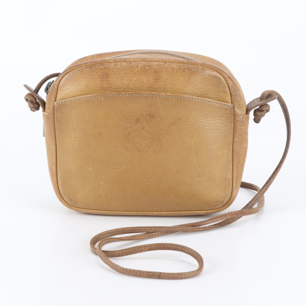 Loewe Anagram Leather Shoulder Bag Crossbody Brown Brand Women's